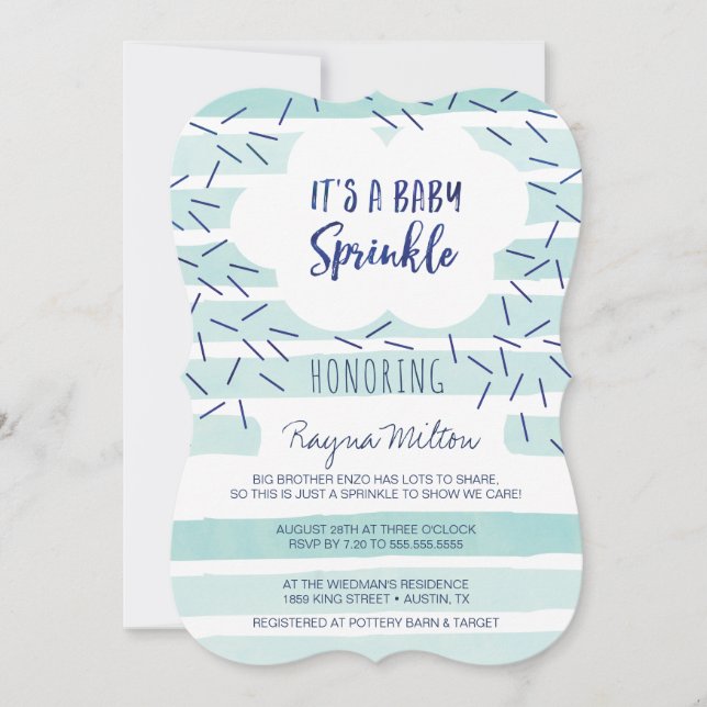 Blue Baby Sprinkle Invitations for a Baby Boy (Front)
