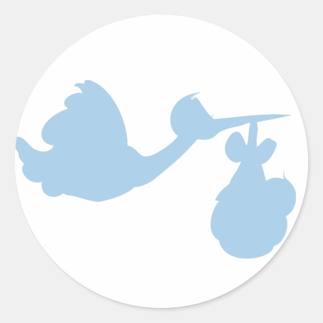 Blue Baby Stork Classic Round Sticker (Front)