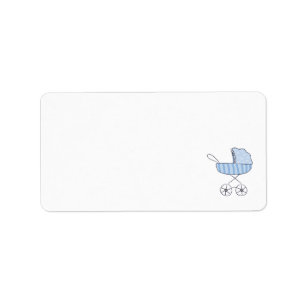 Blue Baby Stroller Blank Address Label