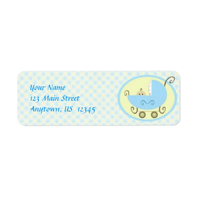 Blue Baby Stroller Label Return Address Label (Front)