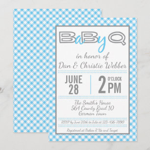 Blue BabyQ BBQ Baby Shower Invitation