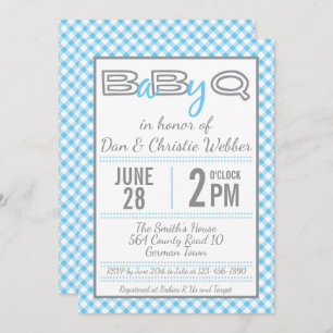 Blue BabyQ BBQ Baby Shower Invitation