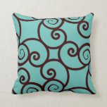 blue background and brown abstract pattern pillow<br><div class="desc">abstract swirl,  blue and brown chocolate pillow Design by Sandy Closs</div>