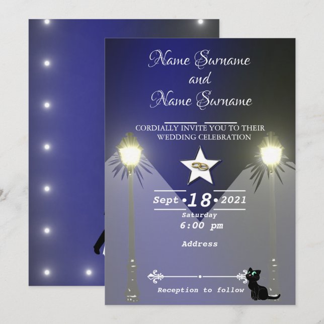Blue background bright lamppost invitation (Front/Back)