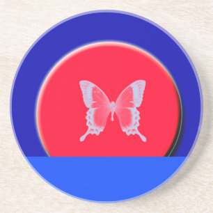 blue background butterflies coaster