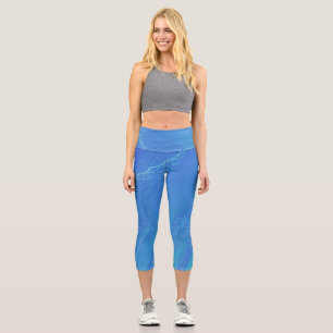 Blue Background Capri Leggings