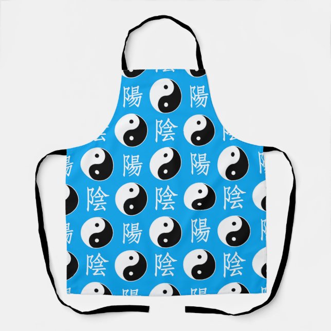 Blue Background Chinese Yinyang Pattern Apron (Front)