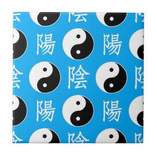 Blue Background Chinese Yinyang Pattern Ceramic Tile