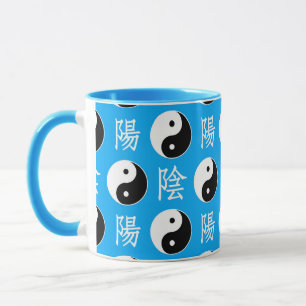 Blue Background Chinese Yinyang Pattern Mug
