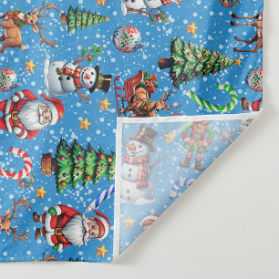 Blue Background Christmas Decorative Pattern Fabric