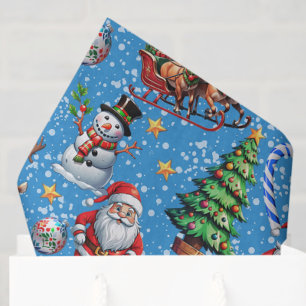 Blue Background Christmas Decorative Pattern Tissue Paper