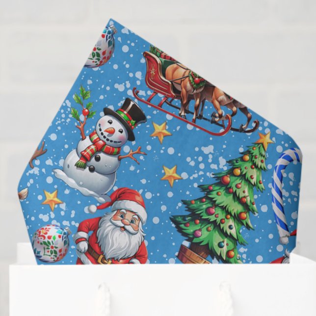 Blue Background Christmas Decorative Pattern Tissue Paper (Creator Uploaded)