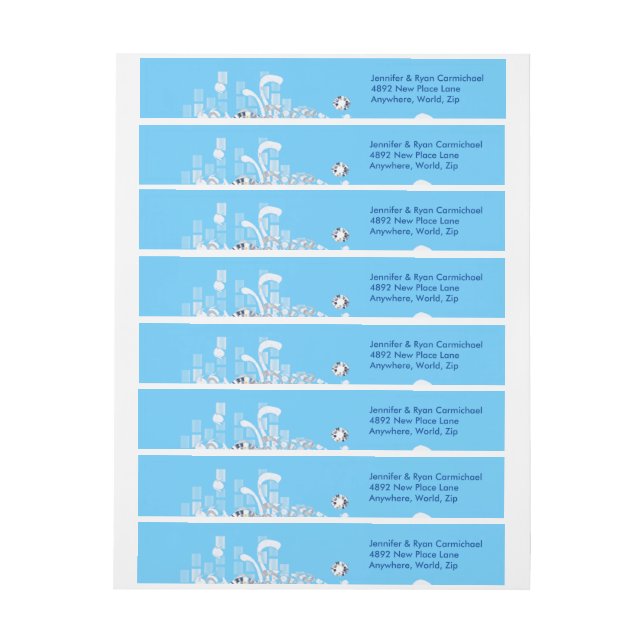 Blue Background Diamond Wrap Around Address Labels (Sheet)