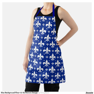 Blue Background Fleur-de-lis Pattern Design  Apron