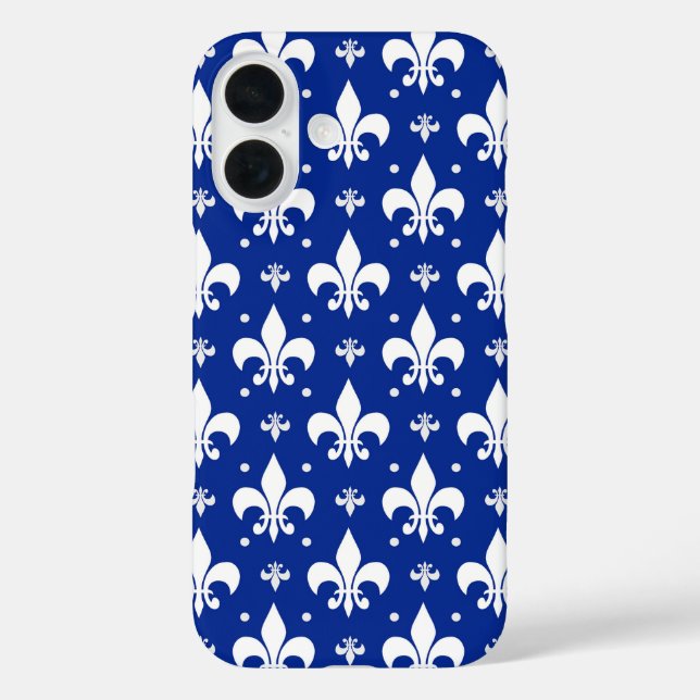 Blue Background Fleur-de-lis Pattern Design  Case-Mate iPhone Case (Back)