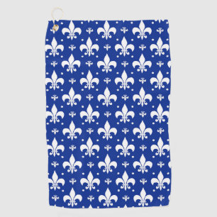 Blue Background Fleur-de-lis Pattern Design Golf Towel