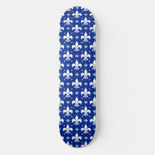 Blue Background Fleur-de-lis Pattern Design Skateboard