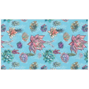 Blue Background Floral Art Tablecloth