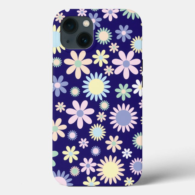 Blue Background Floral Pattern Case-Mate iPhone Case (Back)