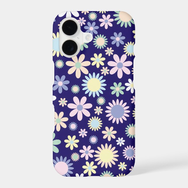 Blue Background Floral Pattern iphone 17 case (Back)