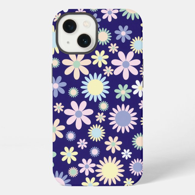 Blue Background Floral Pattern iPhone Case (Back)