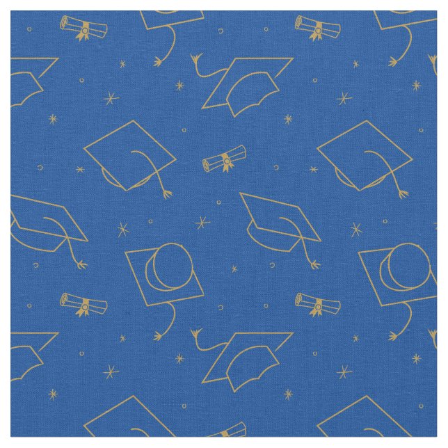 Blue Background Graduation Cap Toss Fabric (Close Up)
