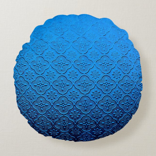 blue background round cushion (Front)