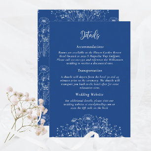 Blue Background Simple Wildflower Details Wedding Enclosure Card