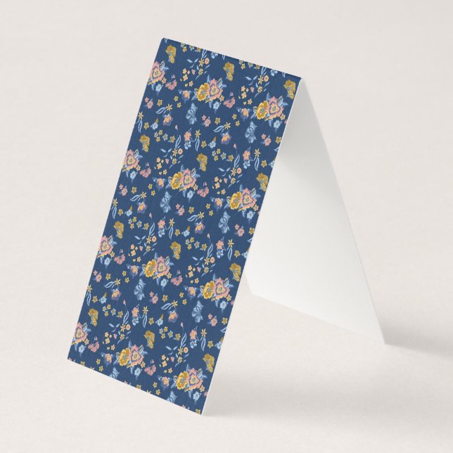 Blue Background Thread Effect Floral Pattern (Back)