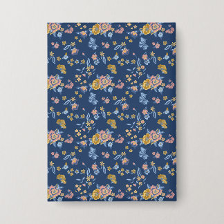 Blue Background Thread Effect Floral Pattern