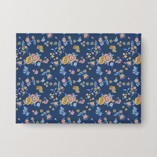 Blue Background Thread Effect Floral Pattern
