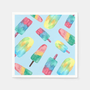 Blue background Watercolor Colourful Popsicles Napkin