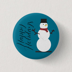 Blue Background With Snowman  3 Cm Round Badge