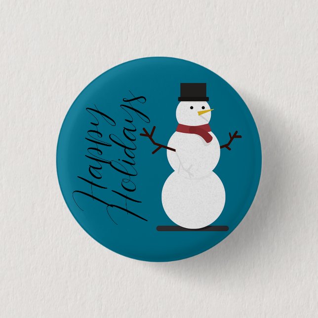 Blue Background With Snowman  3 Cm Round Badge (Front)