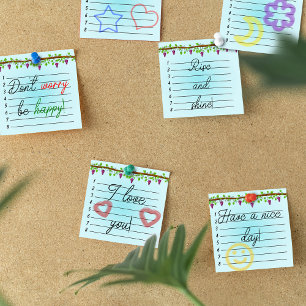 Blue background with vines 3" x 3" post-it notes