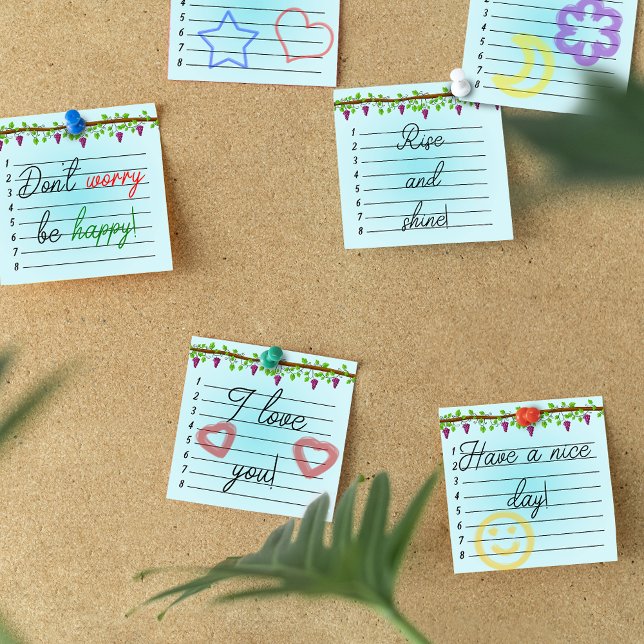 Blue background with vines 3" x 3" post-it notes (Creator Uploaded)