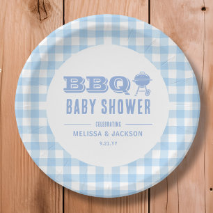 Blue Backyard BBQ Baby Shower  Paper Plate