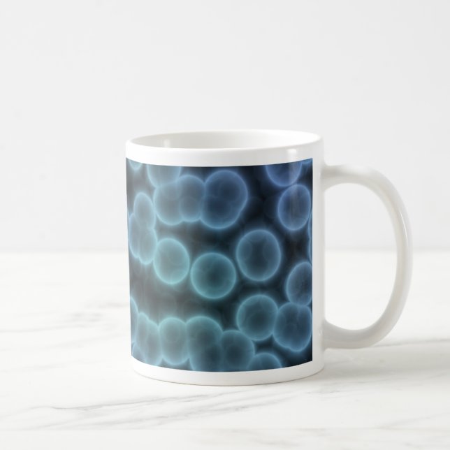 Blue bacteria background coffee mug (Right)