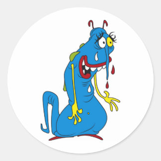 Blue bacteria classic round sticker