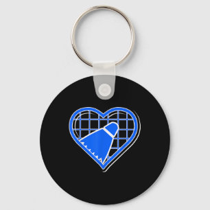 Blue Badminton Heart For Badminton Lovers Key Ring