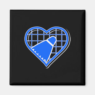 Blue Badminton Heart For Badminton Lovers  Magnet