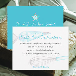 Blue Baking Utensils Cookie Care Instructions Thank You Card