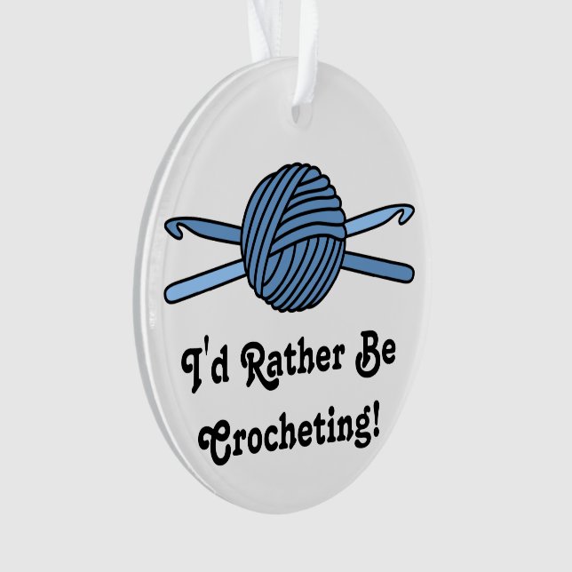 Blue Ball of Yarn & Crochet Hooks Ornament (Front)