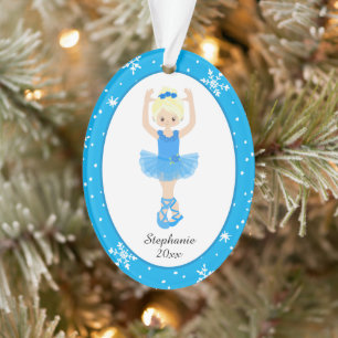 Blue Ballerina Snowflakes Personalised Christmas Ornament