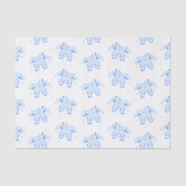 Blue Ballet Birthday Pointe Shoes Tissue Paper (Front)