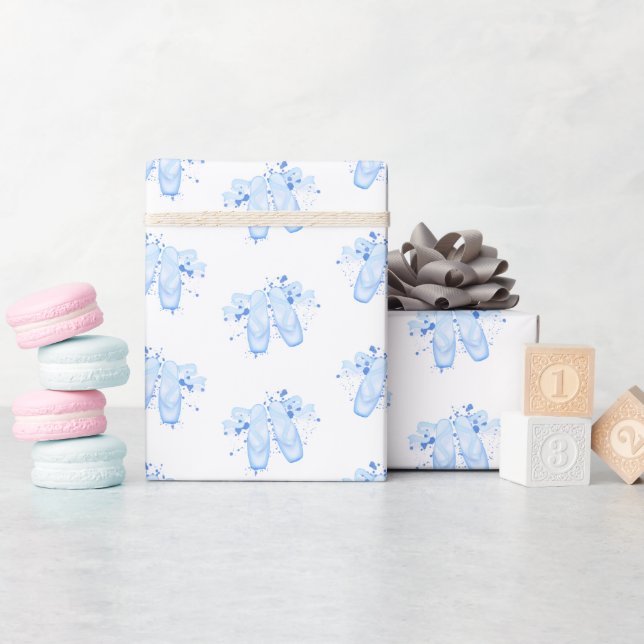 Blue Ballet Birthday Pointe Shoes Wrapping Paper (Baby Shower)