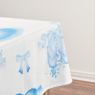 Blue Ballet Birthday Tutu & Pointe Shoes Tablecloth