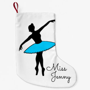 Blue Ballet Dance Teacher Gift Ballerina Tutu Small Christmas Stocking