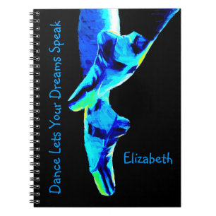 Blue Ballet Pointe Slippers Personalized Notebook
