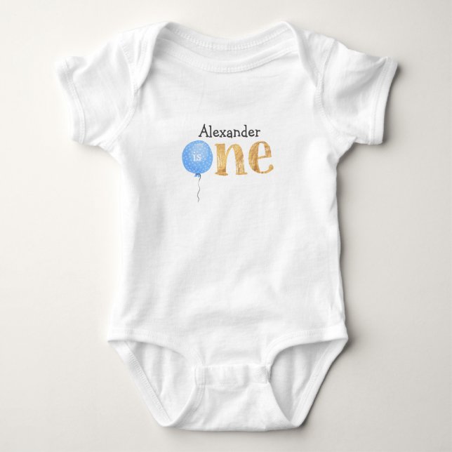 Blue Balloon 1st Birthday Baby Bodysuit (Front)